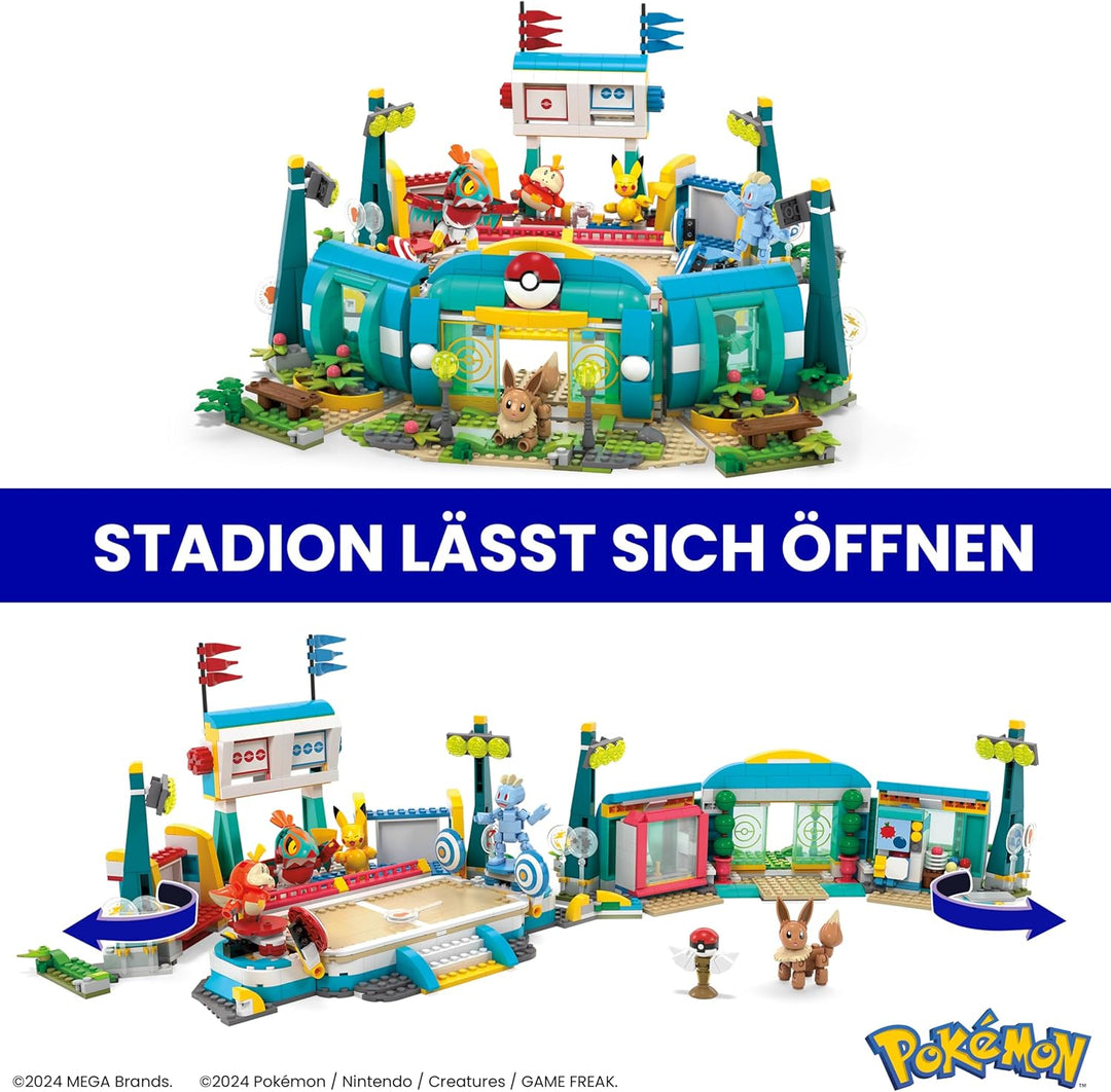 MEGA Pokémon Actionfigur-Bauspielzeug, Trainingsarena mit 1101 Teilen, Kampfspiel und 5 bewegliche F