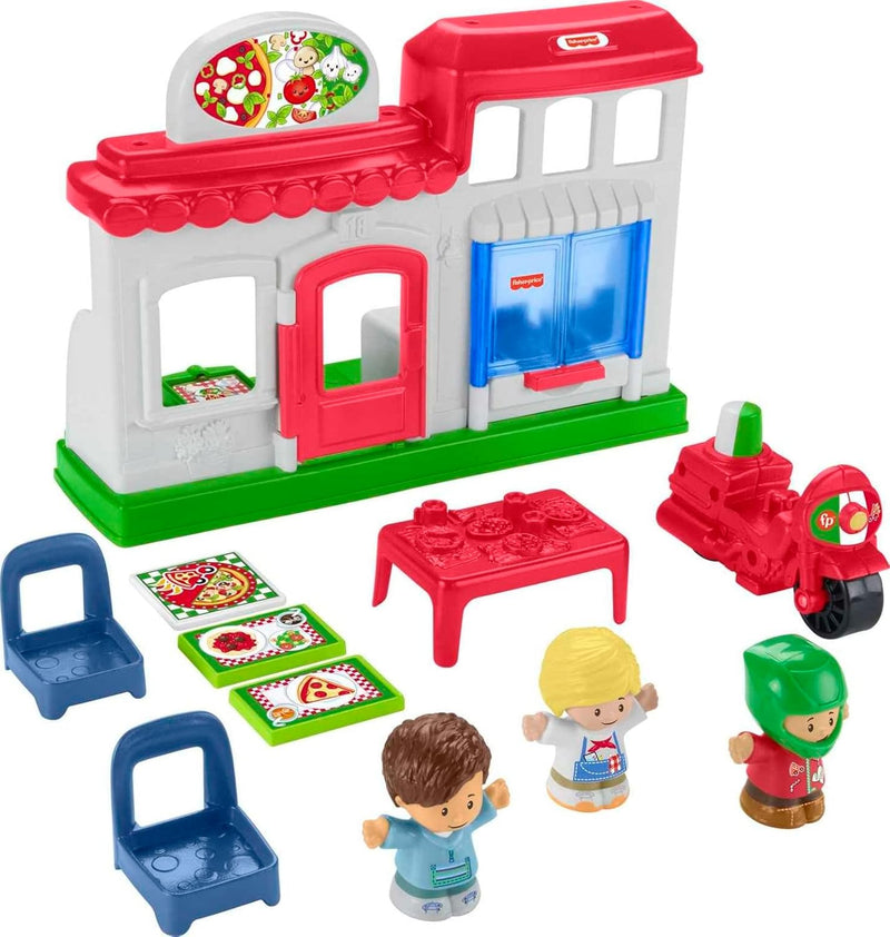 Fisher-Price HBR79 - Little People Pizzeria Spielset, mit 3 Figuren und Zubehör, für Kinder von 1 bi