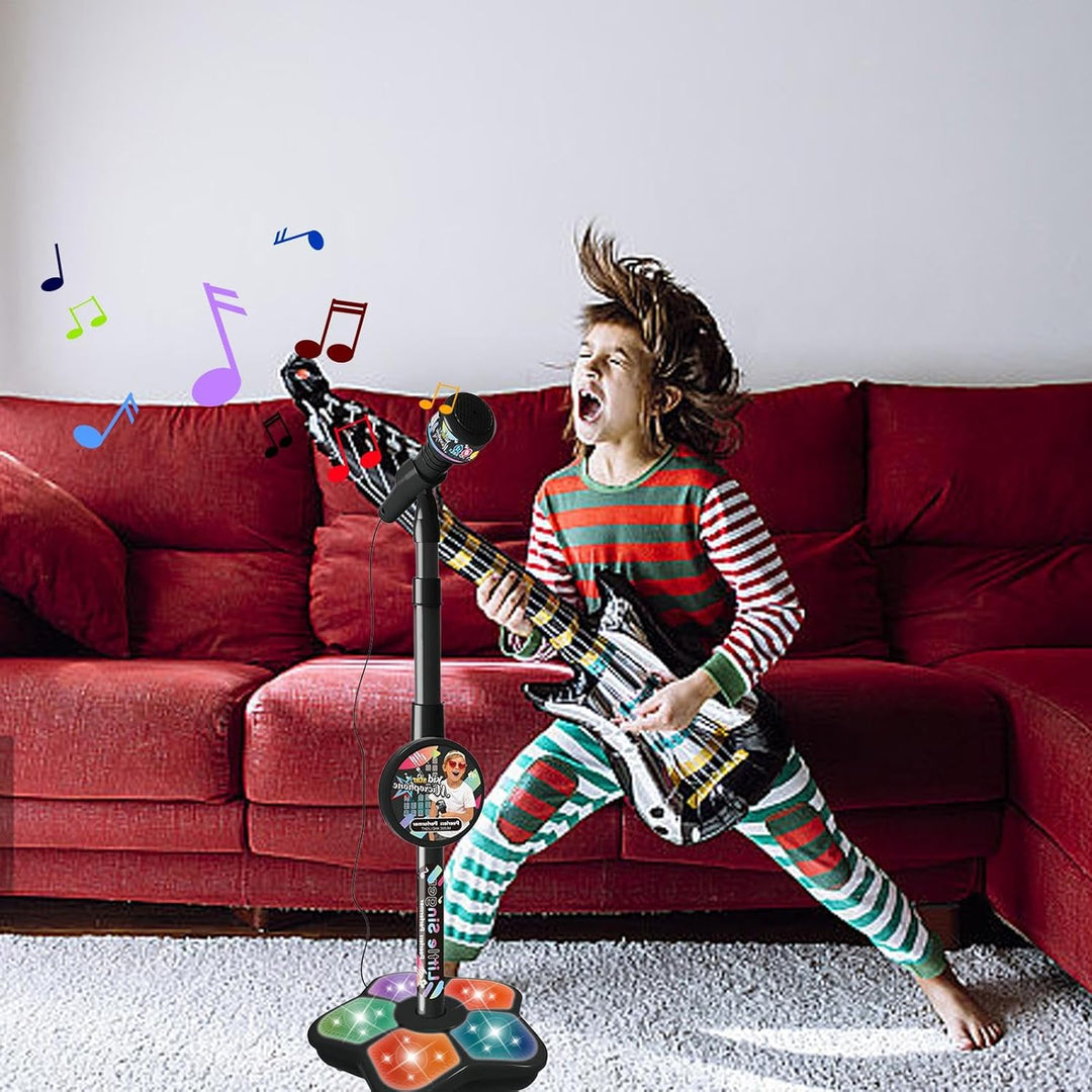 Karaoke-Maschine mit Mikrofonen, Stand Up Mikrofon Kinder, Kindermikrofon mit verstellbarem Ständer