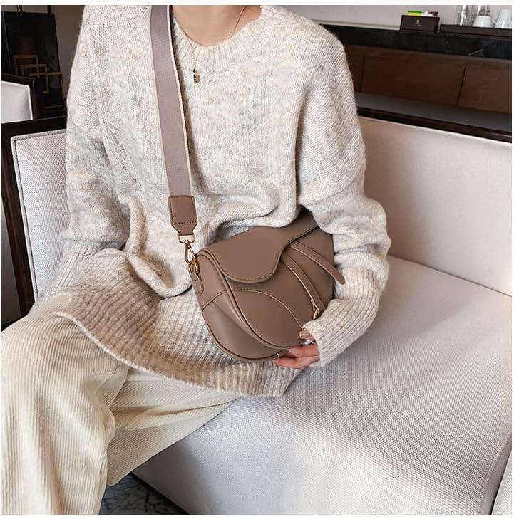 PURFANREE Women Trendy Small Clutch Purse Saddle Shoulder Bag Underarm Handbag Satchel HandBag Cross