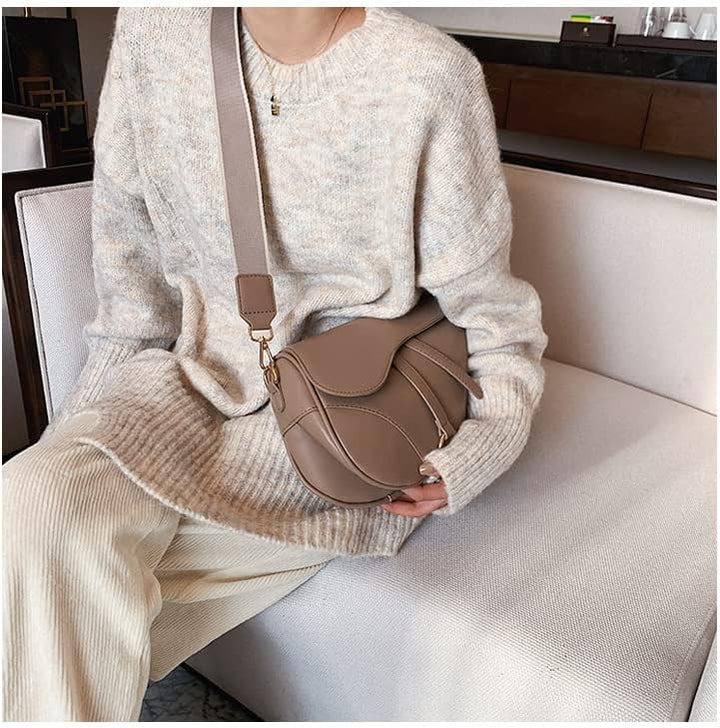 PURFANREE Women Trendy Small Clutch Purse Saddle Shoulder Bag Underarm Handbag Satchel HandBag Cross
