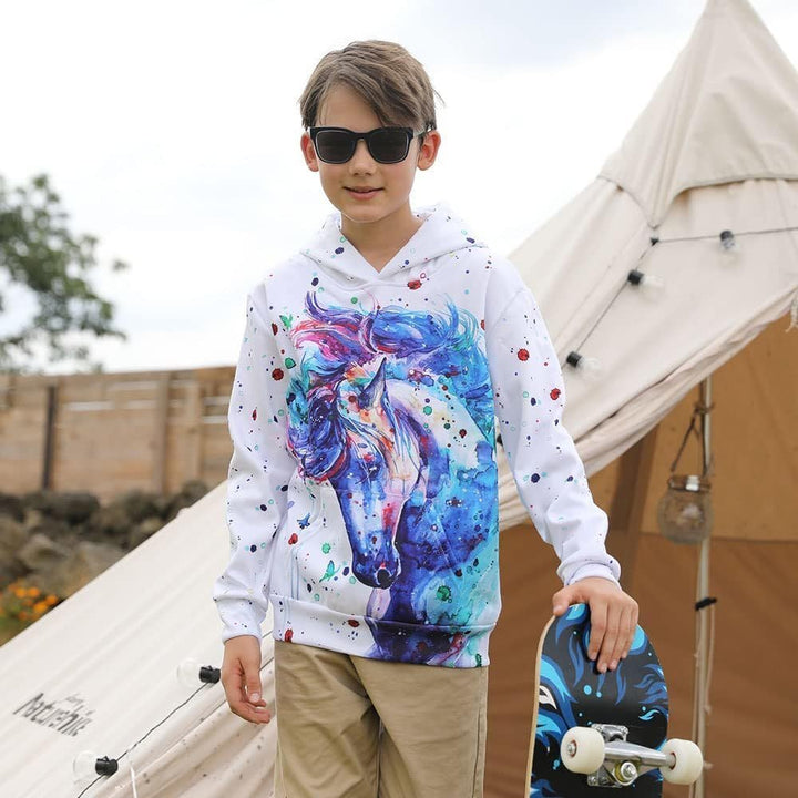 Loveternal Kinder Hoodie 3D Druck Kapuzenpullover Jungen Mädchen Langarm Pullover Mit Taschen 5-13 J