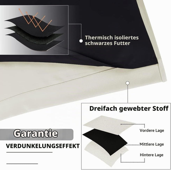 PONY DANCE Blickdichte Gardinen Beige 2er Set H 240 x B 140 cm Verdunklungsvorhänge Ösen Thermo Vorh