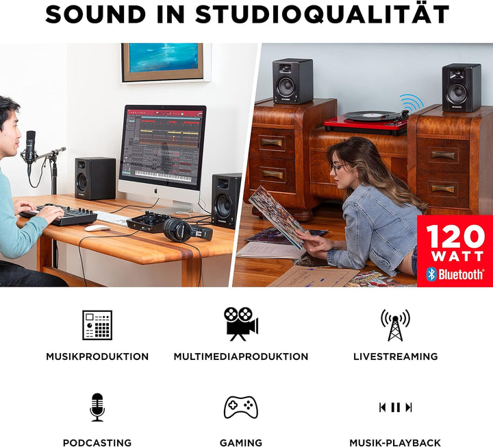 M-Audio BX3BT 3,5" Studio-Monitore mit Bluetooth High-Definition Monitor Lautsprecher Boxen für Reco