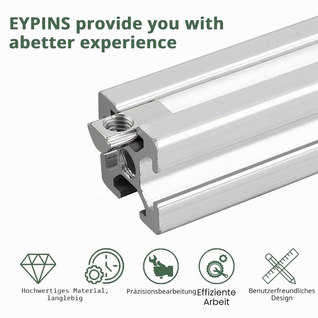 EYPINS 100x Nutensteine M5 mit Steg, Federkugel Nut 6, 20x20 Hammermutter Stahl Verzinkt Nutmuttern