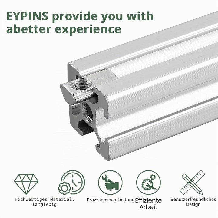 EYPINS 100x Nutensteine M5 mit Steg, Federkugel Nut 6, 20x20 Hammermutter Stahl Verzinkt Nutmuttern