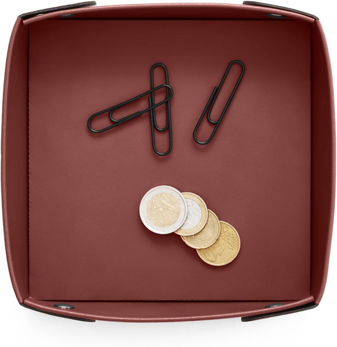 Eglooh - Perseo - Taschenleerer Leder Bordeaux Rot - Schreibtisch-Organizer mit modernem Design - Ab