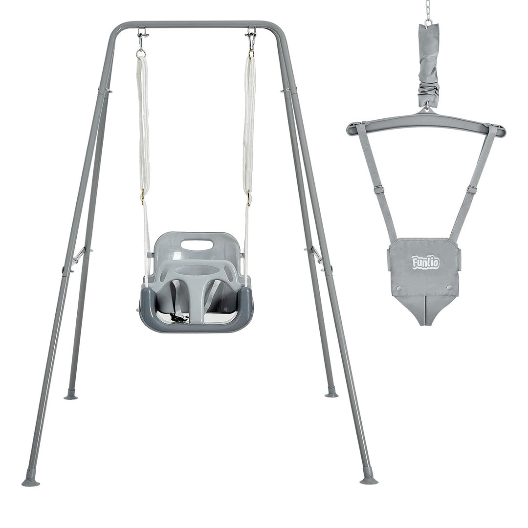 FUNLIO 2-in-1 Schaukeln Set und Baby Türhopser für Kleinkinder, Schaukelset für Kinder mit 4 Sandsäc