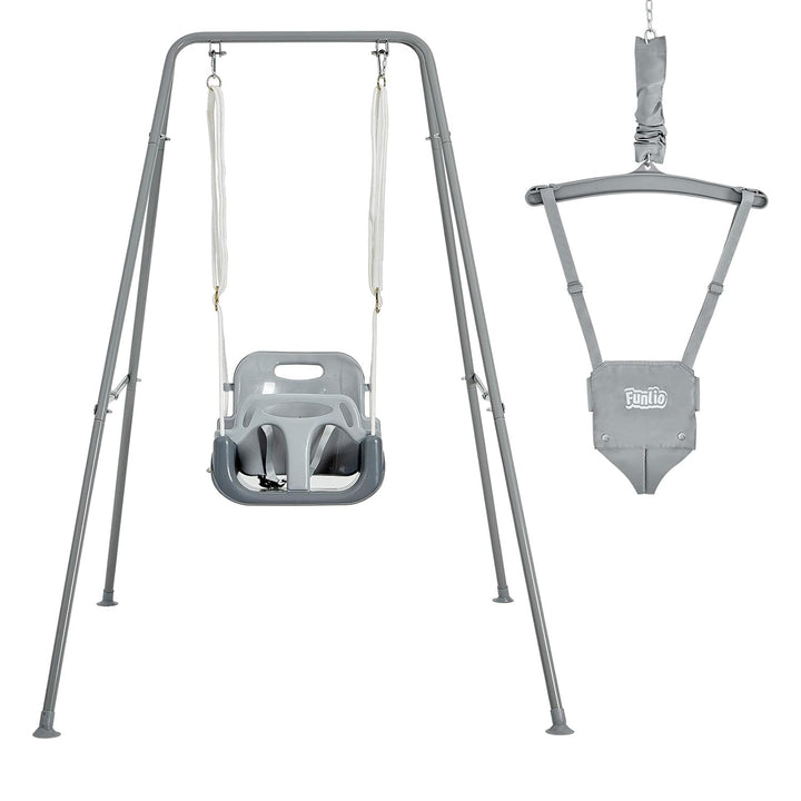 FUNLIO 2-in-1 Schaukeln Set und Baby Türhopser für Kleinkinder, Schaukelset für Kinder mit 4 Sandsäc