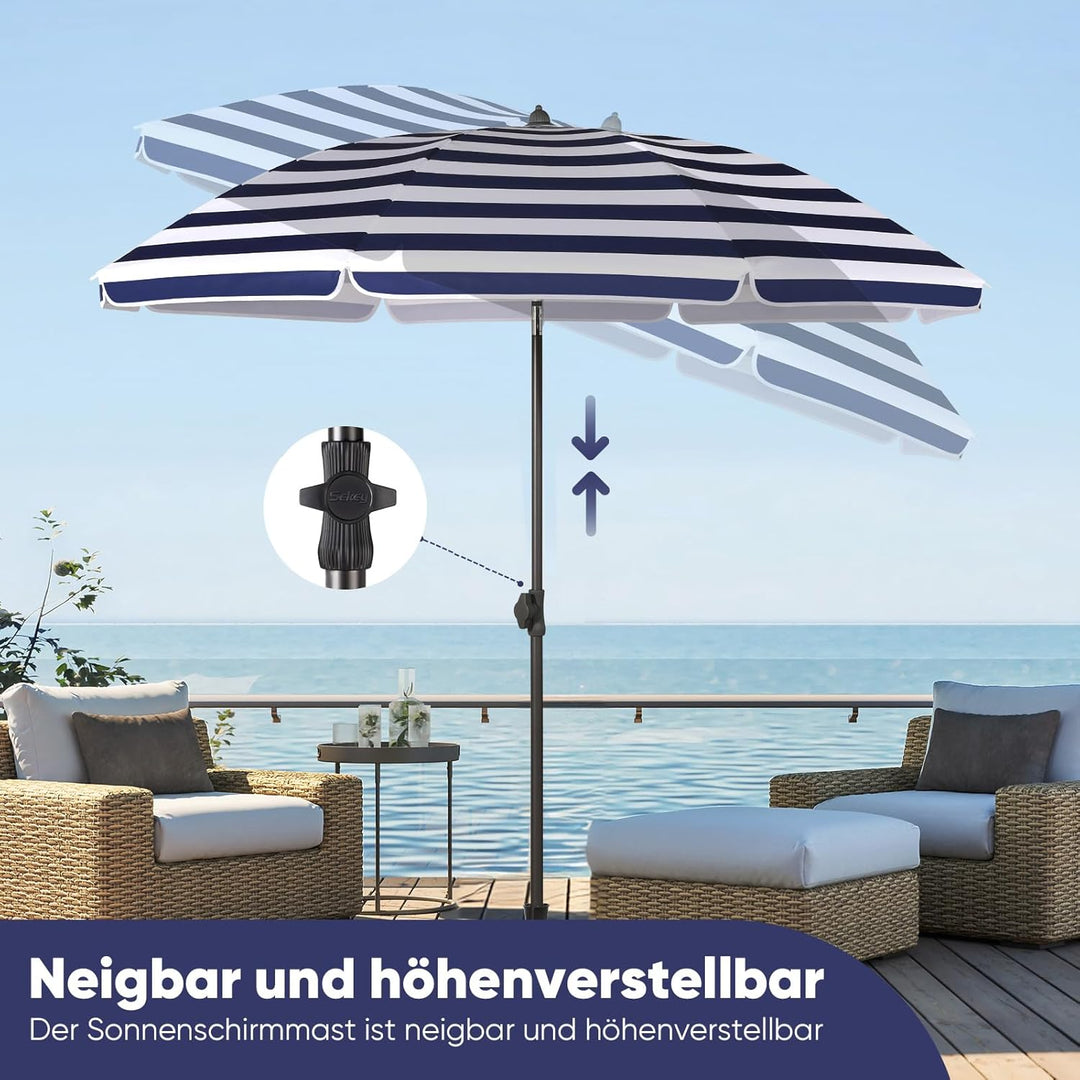 Sekey 160 cm Sonnenschirm Balkon mit Bodenhülse & Schutzhülle, Neigungs und Höhenverstellung, Sonnen