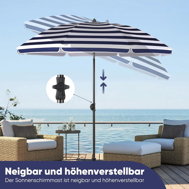 Sekey 160 cm Sonnenschirm Balkon mit Bodenhülse & Schutzhülle, Neigungs und Höhenverstellung, Sonnen