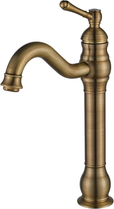 FWZZQ Wasserhahn Bad Antik Messing, Waschtischarmatur Hoch 360°Drehbar, Waschbecken Armatur Retro, E