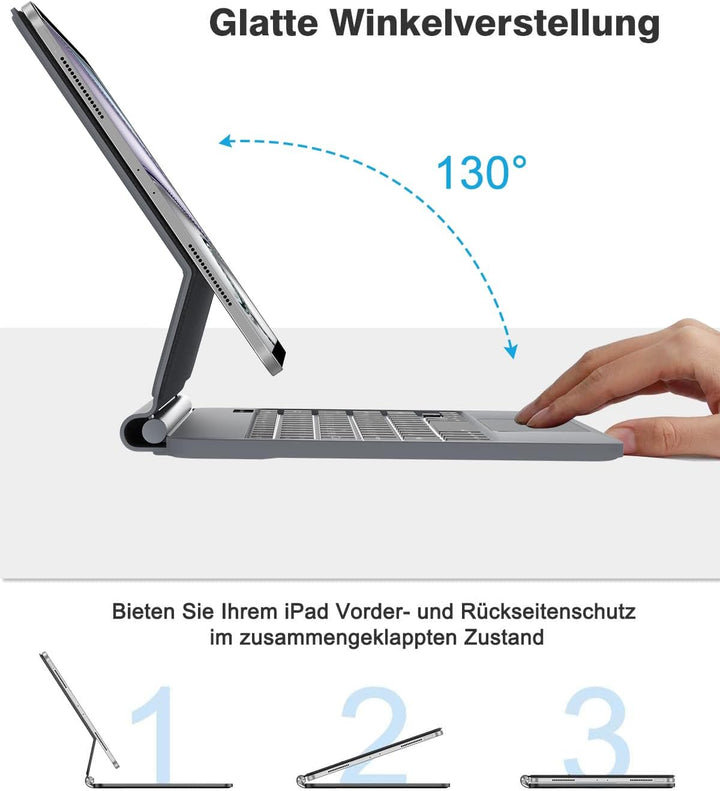 NEW VISION Magic Keyboard iPad Air 11 Zoll (M3/M2) 2025/2023, Tastatur für Pro 11 Zoll 4./3./2./1. u