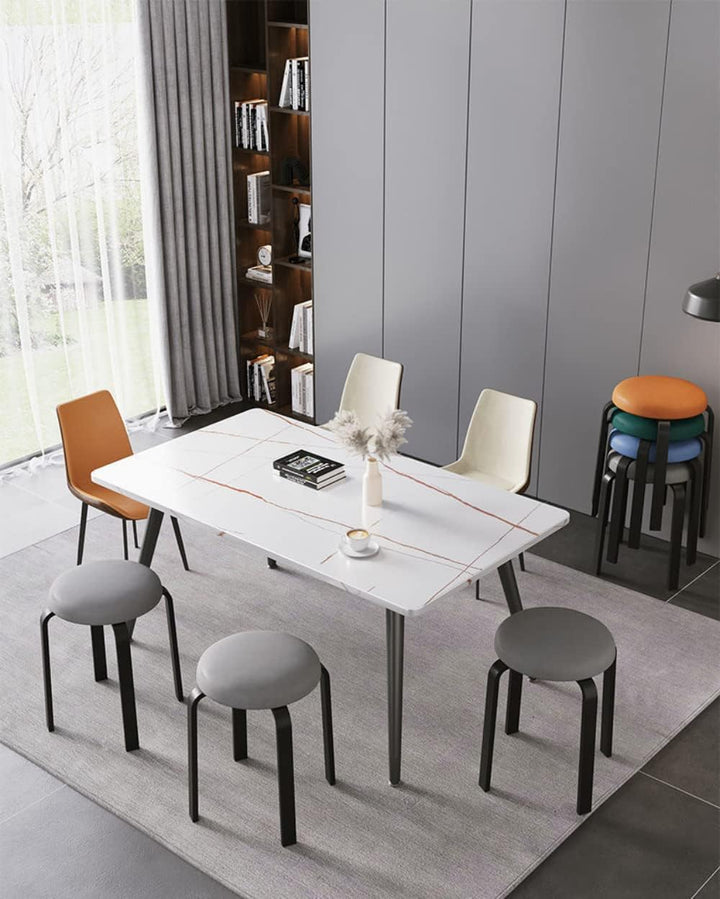 Balama Hocker Schwarz & Grau stapelbar gepolstert 45 x 31 x 31 cm aus Metall mit verstellbarem Boden