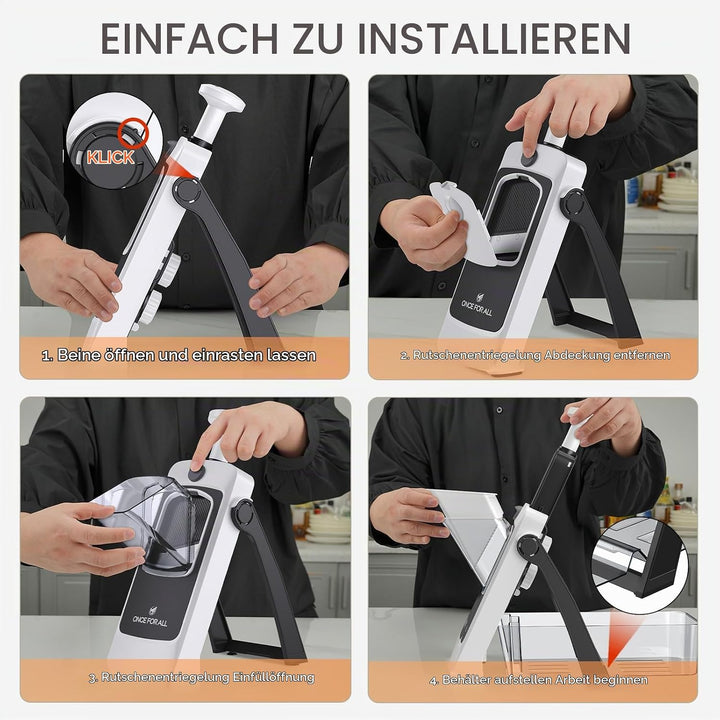ONCE FOR ALL Gemüseschneider mit Auffangbecken, Gemüsehobel ideal als Pommesschneider &amp; Kartoffelsch