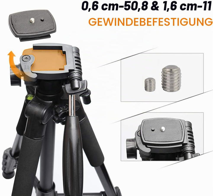Huepar TPD14 143 cm/56" Stativ für Kreuzlinienlaser, Verstellbares Leichtgewicht Reisestativ mit 3-W