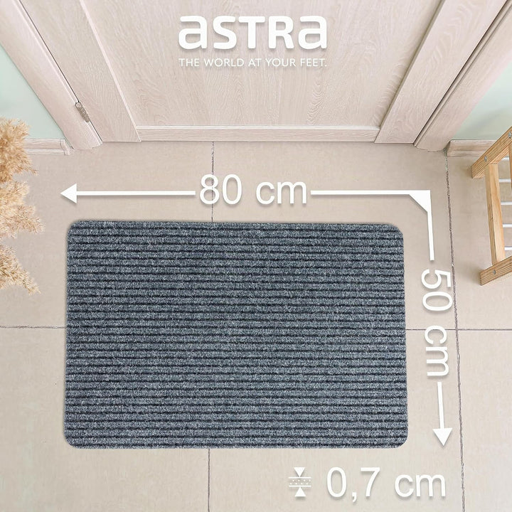 Astra Fussmatte innen grau Schmutzfangmatte rutschfest – Türmatte 50x80 cm 2er Set wasserabweisend –