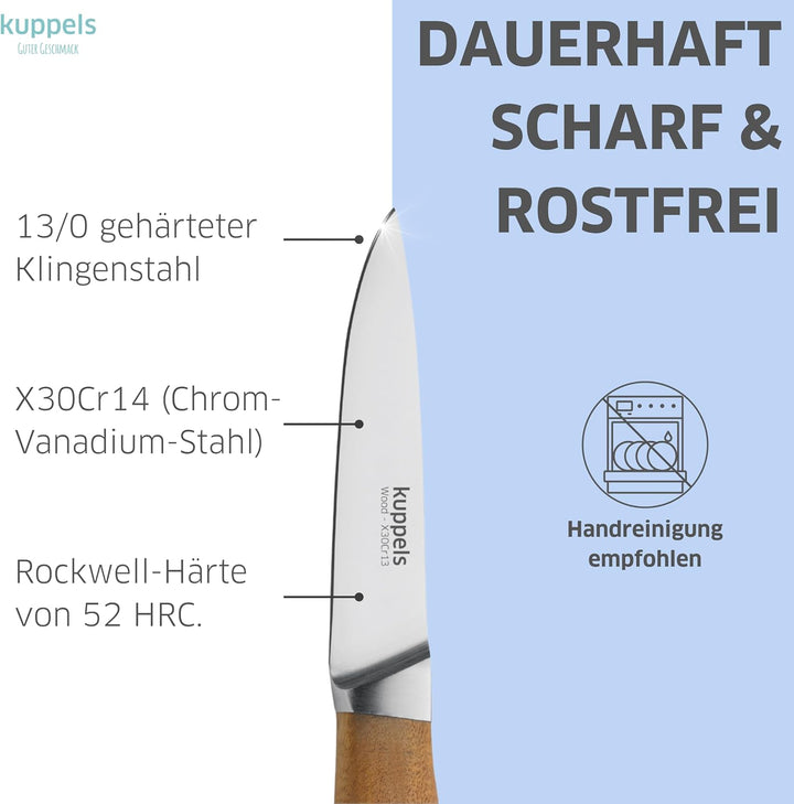 Kuppels WOOD Küchenmesser Set 2 teilig, Extrem scharfes Küchenmesser Set aus Chrom Vanadium Stahl, G