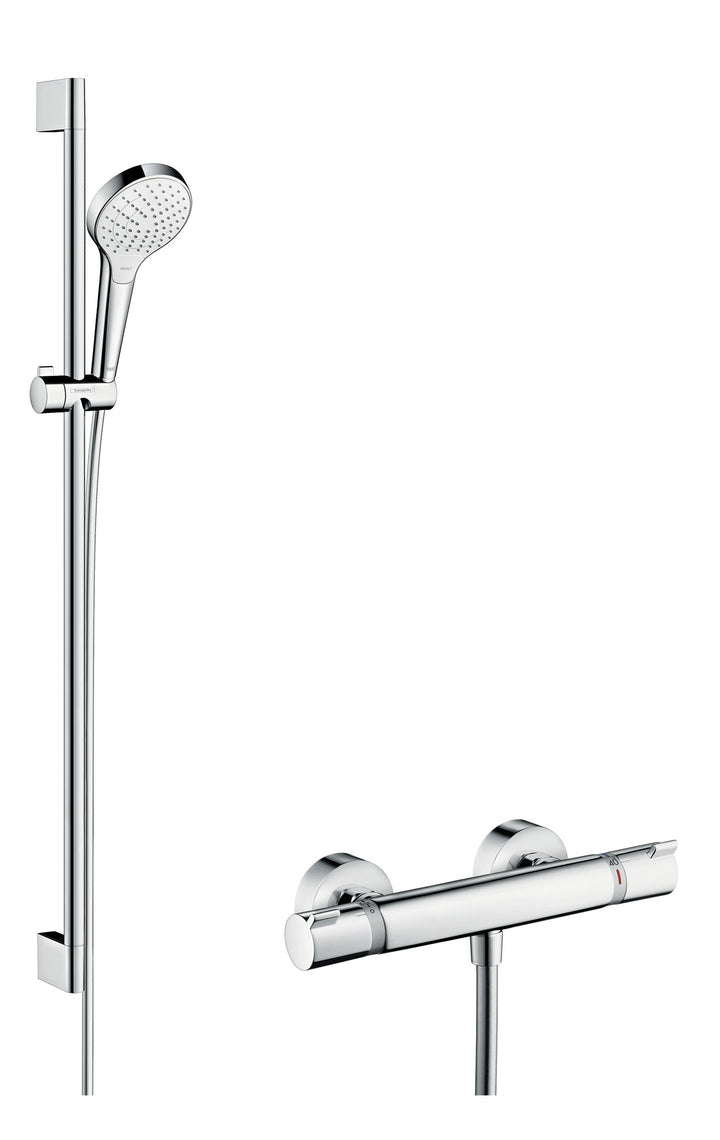 hansgrohe Croma Select S - Duschset mit Thermostat Ecostat Comfort, runder Duschkopf mit Brausestang