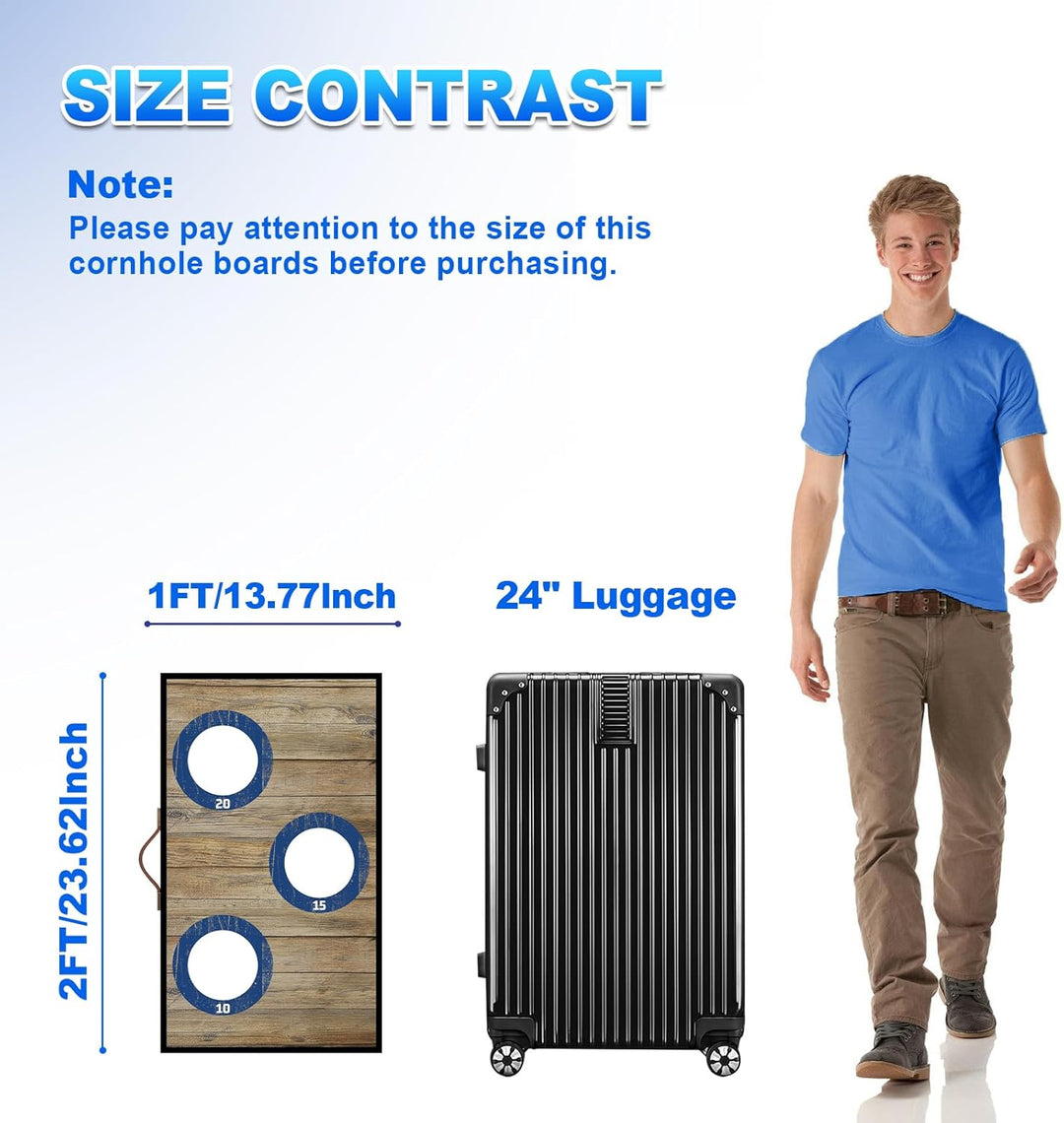NZQXJXZ Cornhole Spiel Outdoor, 60 x 35 cm Massivholz Premium Corn Hole Boards mit 6 Cornhole Säckch