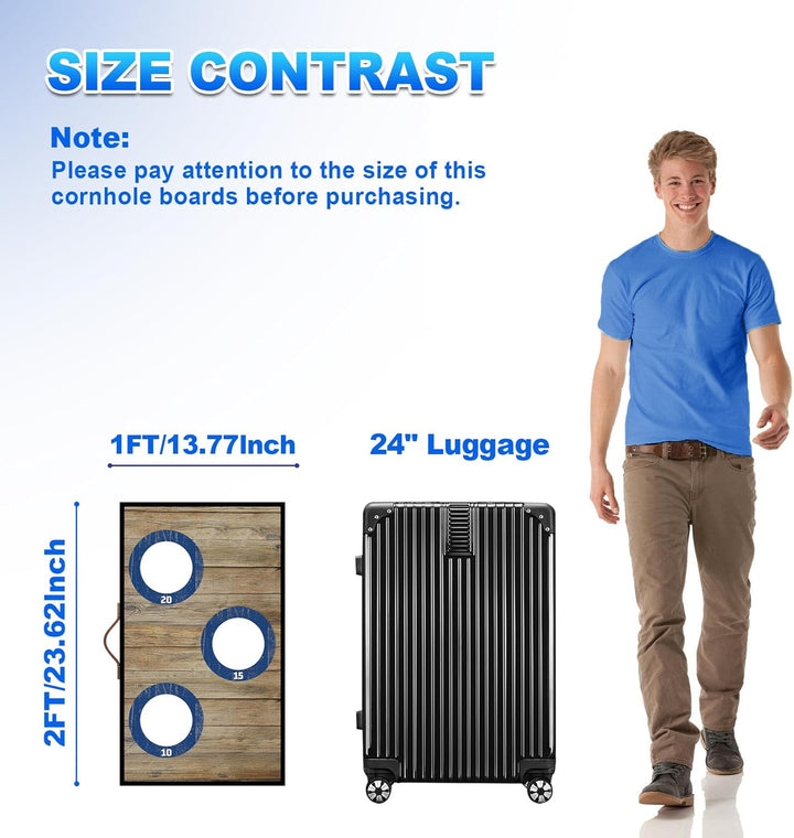 NZQXJXZ Cornhole Spiel Outdoor, 60 x 35 cm Massivholz Premium Corn Hole Boards mit 6 Cornhole Säckch