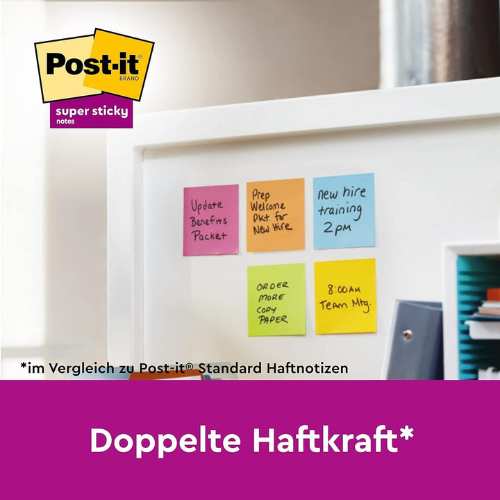 Post-it Super Sticky Notes Carnival Collection, Vorteilspackung mit 12 Blöcken, 90 Blatt pro Block,