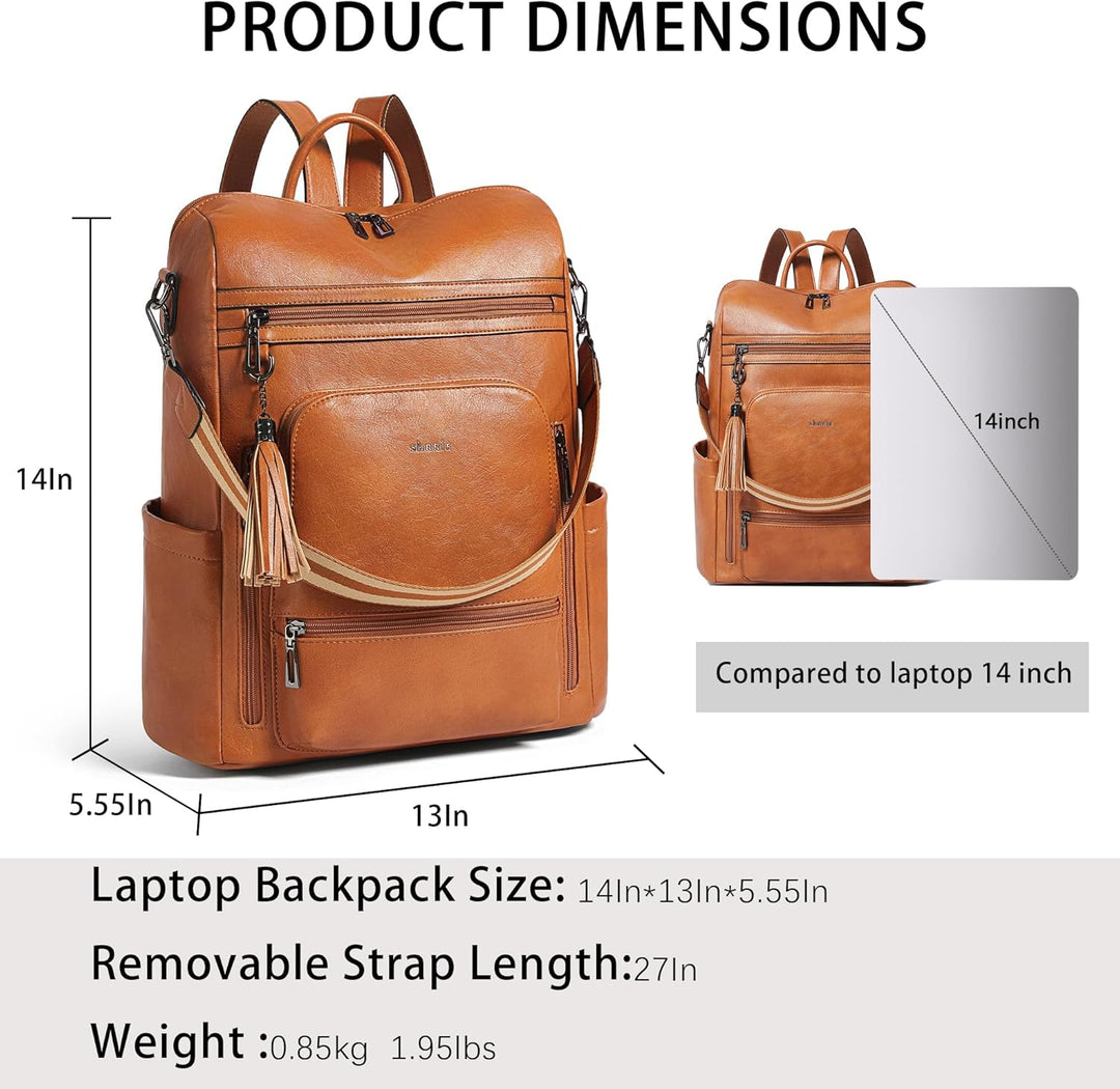 Shrrie rucksack damen elegant geeignet für 15,6Zoll-Notebooks Langlebig wasserdicht Damen aus Leder
