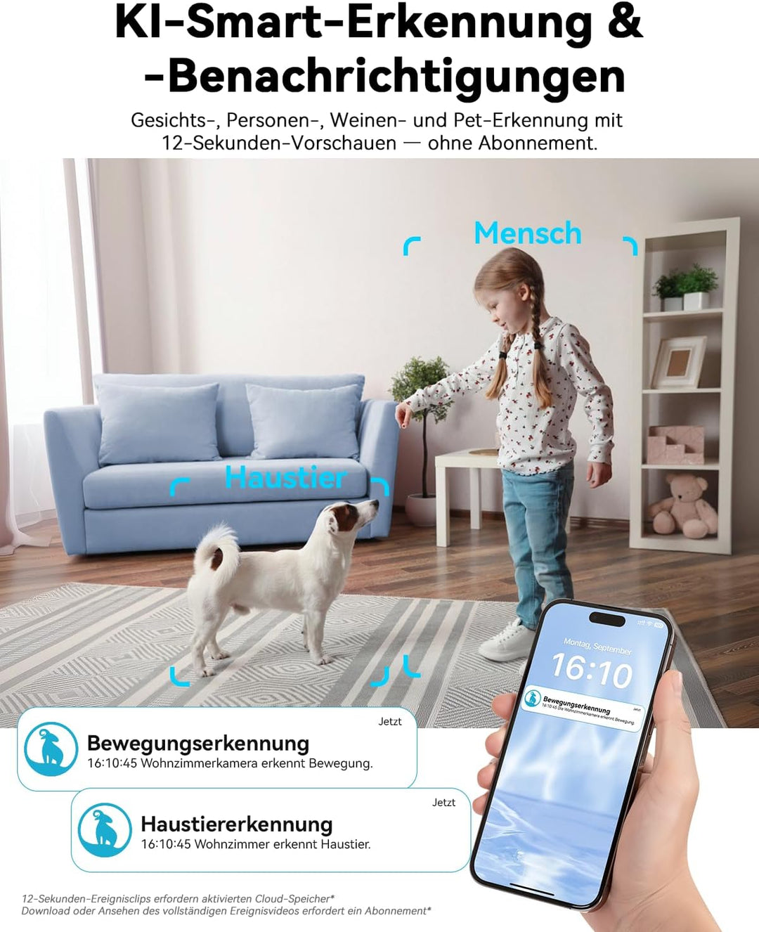 blurams 2K Überwachungskamera Innen, 360° WLAN Kamera,2.4G/5G, Bewegungsverfolgung Nachtsicht Hausti