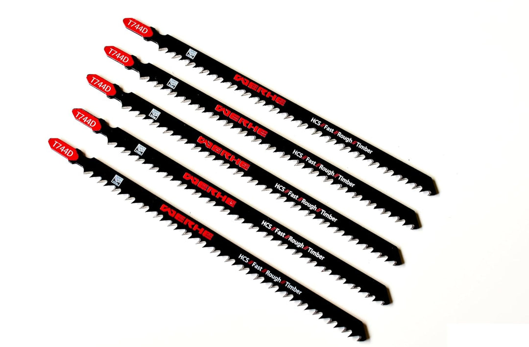 WERHE Profi Stichsägeblätter 5er Set T744D 180mm – Extra lange Klingen für präzise Holzschnitte, kom