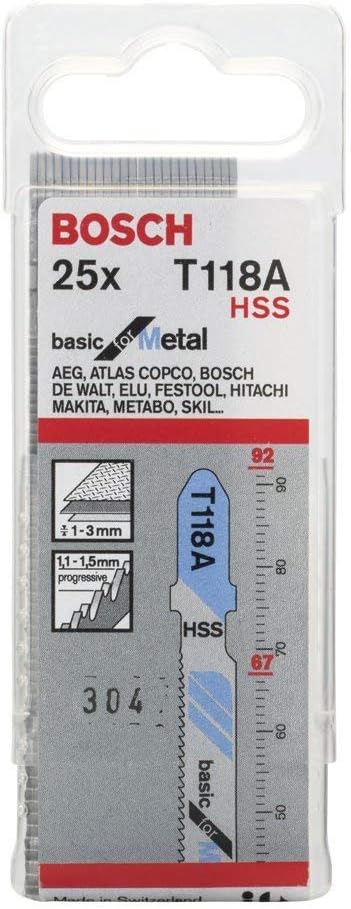 Bosch Accessories Bosch Professional 25x Stichsägeblatt T 118 A Basic for Metal (für Stahlbleche, Zu