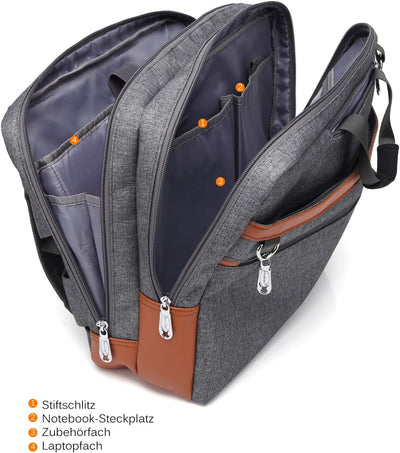 CoolBELL umwandelbar Aktentasche Rucksack Messenger Bag 17,3 Zoll Laptoptasche Herren Business Umhän