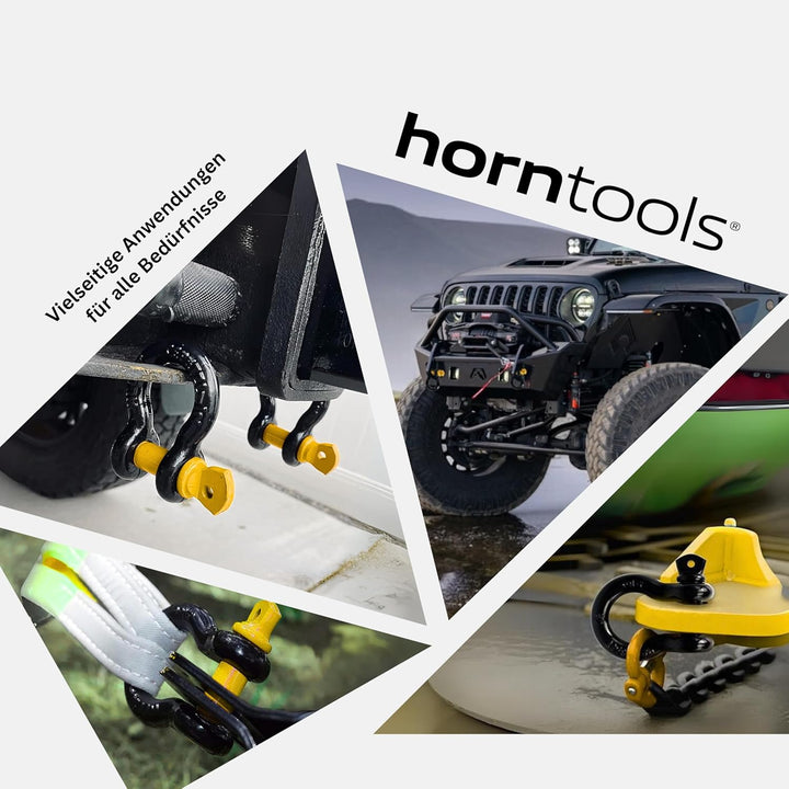 horntools Bogenschäkel Schäkel G209 6.5T, E-Galvanisiert 7/8" (22mm), Schäkel Set, Offroad Zubehör,