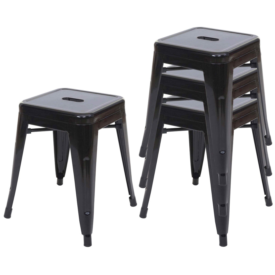 4er-Set Hocker HWC-A73, Metallhocker Sitzhocker, Metall Industriedesign stapelbar - schwarz, Schwarz