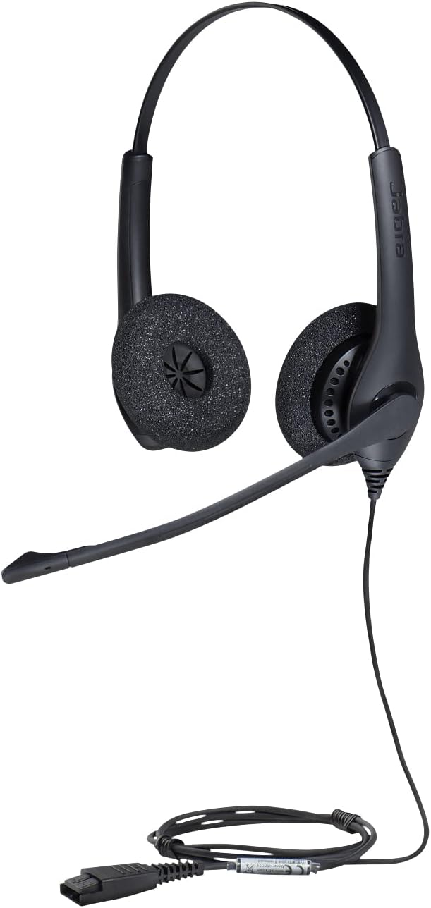 Jabra Biz 1500 Quick Disconnect On-Ear Stereo Headset - Corded Headphone with Noise-cancelling Micro