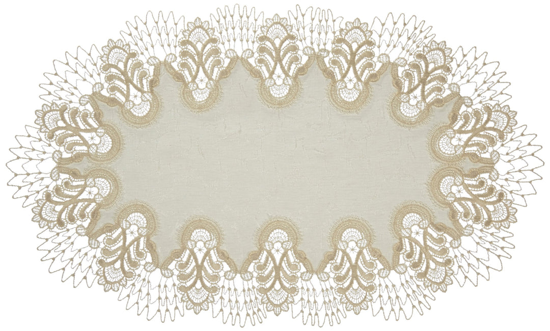 Plauener Spitze by Modespitze 4048E_11_3455 Tischdecke Oslo E, Grösse 34 x 55 cm, oval 34 cm x 55 cm