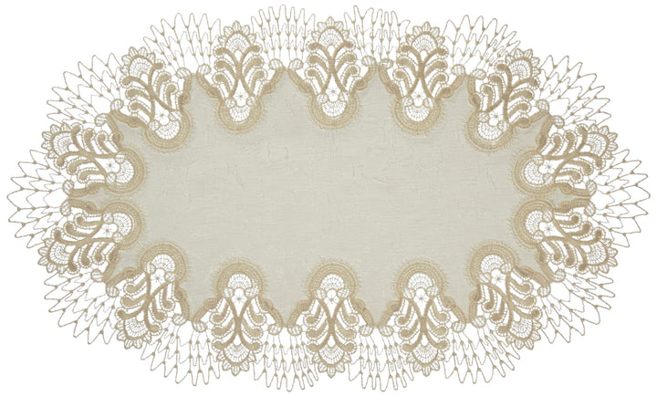 Plauener Spitze by Modespitze 4048E_11_3455 Tischdecke Oslo E, Grösse 34 x 55 cm, oval 34 cm x 55 cm