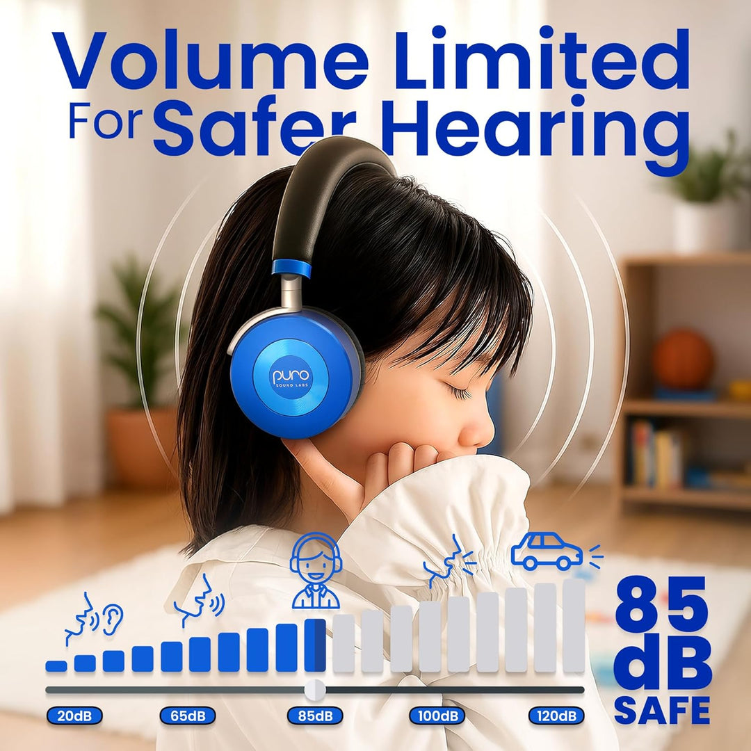 Puro Sound Labs JuniorJam Plus Lautstärkebegrenzende Kopfhörer für Kinder, sicherer Audio-Schutz für