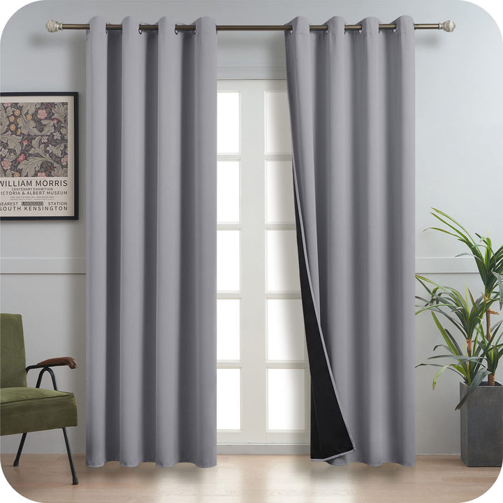 MRTREES Thermovorhang Kälteschutz Hellgrau Gardinen Blickdicht 2er Set Hellgrau 240x140 cm (HxB) Bli