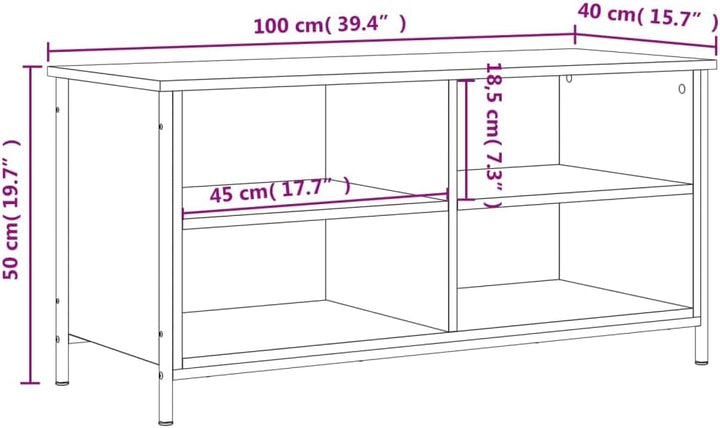 Tidyard TV Schrank mit 4 offene Fächer Lowboard TV Möbel Sideboard Fernsehtisch Fernsehschrank HiFi-