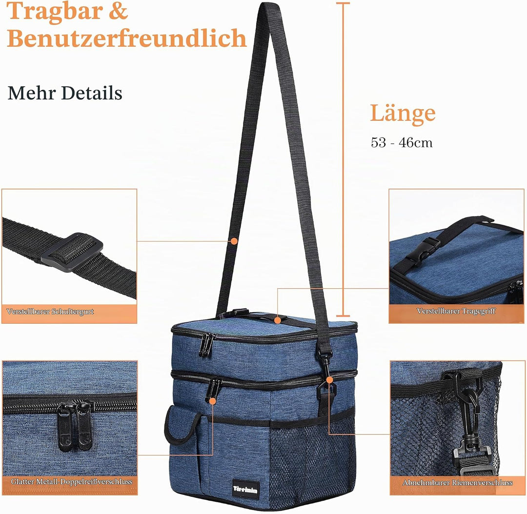 Kato Tirrinia 20L Gross Kühltasche Isoliertasche, Faltbar Picknickkorb Kühlbox mit Flaschentasche 2