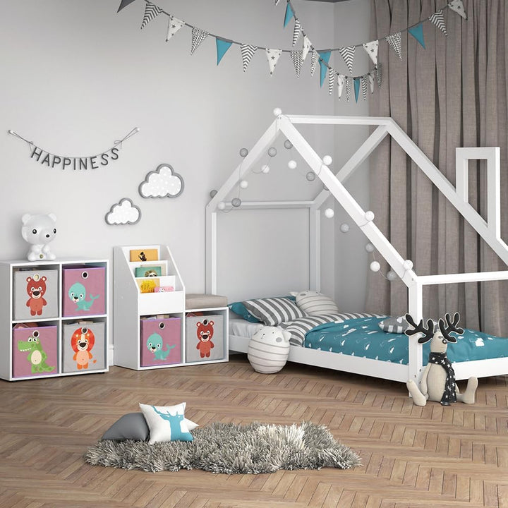 Vicco Kinderregal Luigi, Weiss, 30.9 x 79 cm Mini, mit 2 Faltboxen Opt.3, zur Aufbewahrung von Spiel