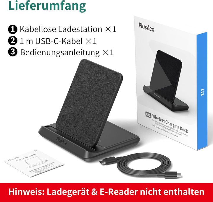 PlusAcc Kabellose Ladestation für Kindle Paperwhite Signature Editions (2022 & 2024) & Colorsoft Sig