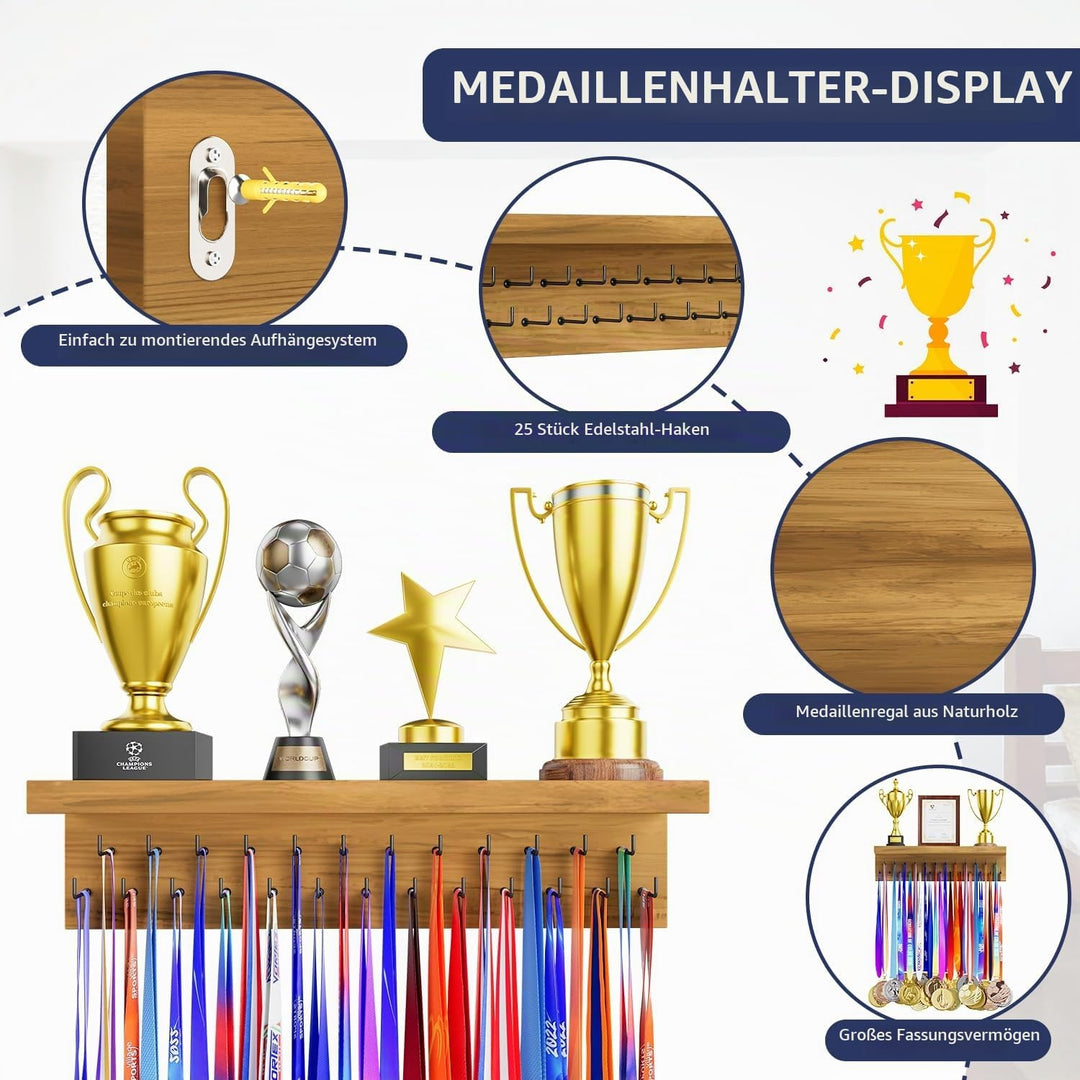 DSVENROLY Medaillenhalter Display Trophy Shelf Organizer, Stabiler Medaillenhalter Ausstellungsständ