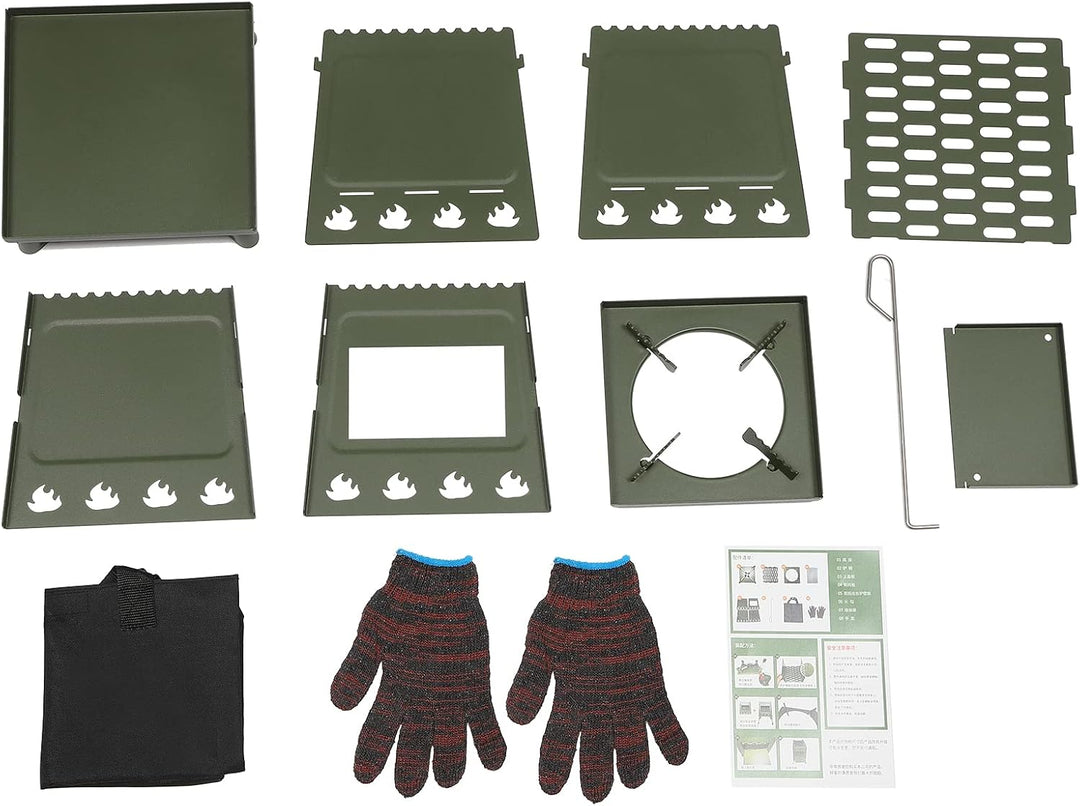 Outdoor Camping Holzofen, Zeltofen Outdoor-Küchenofen mit Verstellbarer Topfhalter, Campingzelt Koch