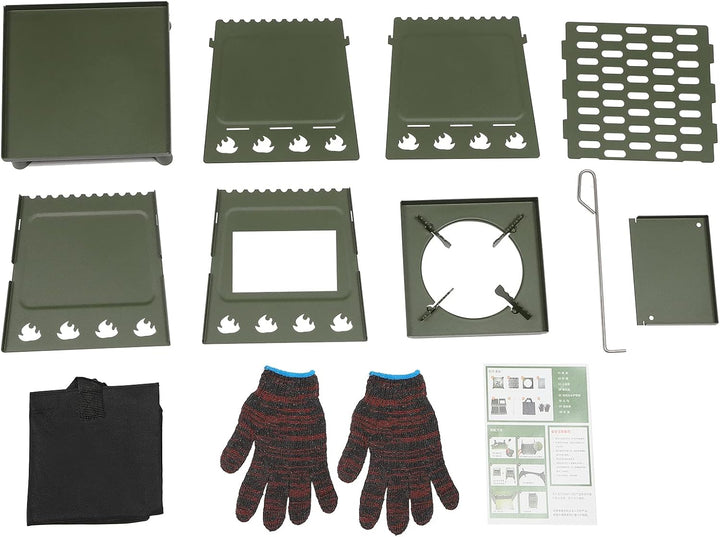 Outdoor Camping Holzofen, Zeltofen Outdoor-Küchenofen mit Verstellbarer Topfhalter, Campingzelt Koch
