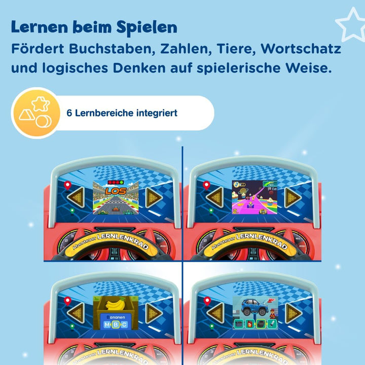 Vtech Abenteuer Lernlenkrad – Interaktives Lenkrad mit LCD-Farbbildschirm, 3 Spielmodi, zahlreichen
