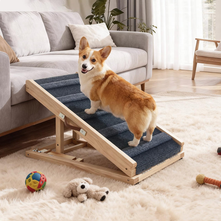 Tukailai Hunderampe aus Holz 70cm Lang Hundetreppe für Bett Sofa Auto Klappbare 2 Höhenverstellbar H