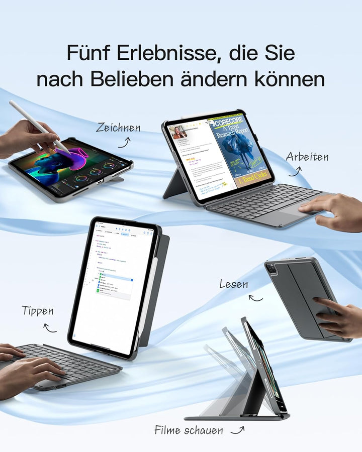Inateck Hülle mit Tastatur, Ultraleichte Tastatur für iPad 10 Generation, iPad Air 6 11 Zoll 2024, i