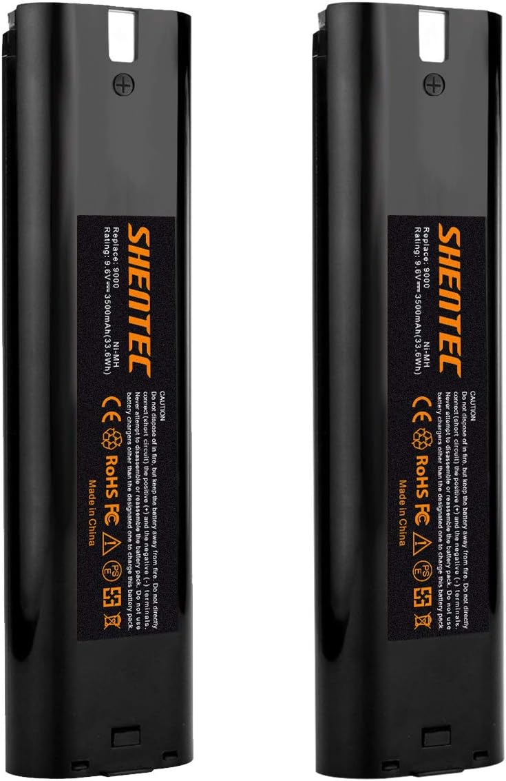 2Packs Shentec NI-MH 3500mAh 9.6V Ersatzakku für Makita Akku 9000 9001 9002 9033 9600 191681-2 19253