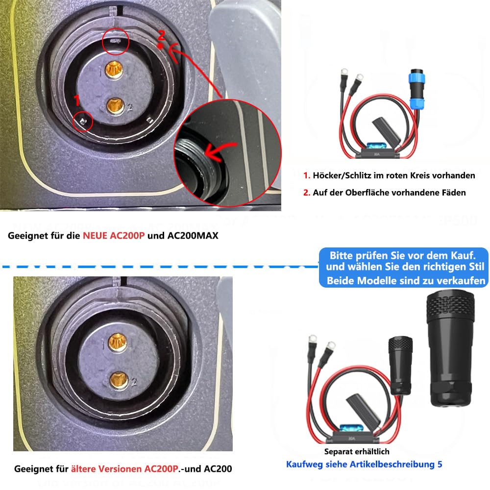 Aviation stecker 2 polig Luftfahrtstecker für AC200P/AC200MAX EP500 PRO Power station,Batterieringst